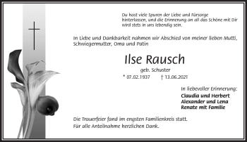 Traueranzeige von Ilse Rausch von Frankenpost