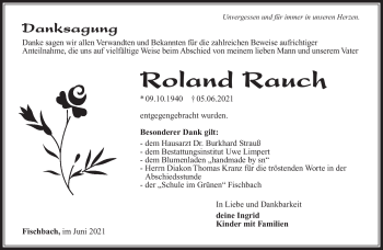 Traueranzeige von Roland Rauch von Südthüringer Presse