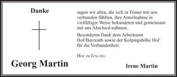 Traueranzeige von Georg Martin von Frankenpost