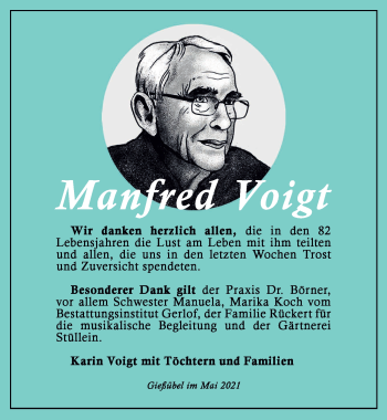 Traueranzeige von Manfred Voigt von Südthüringer Presse