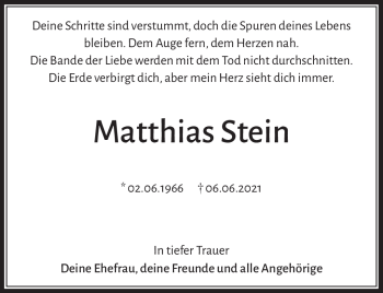Traueranzeige von Matthias Stein von Südthüringer Presse