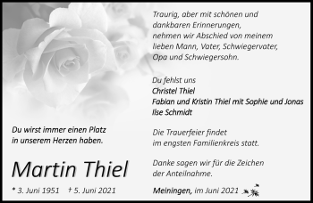 Traueranzeige von Martin Thiel von Südthüringer Presse