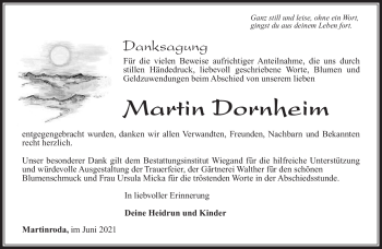 Traueranzeige von Martin Dornheim von Südthüringer Presse