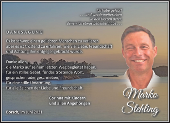 Traueranzeige von Marco Stehling von Südthüringer Presse