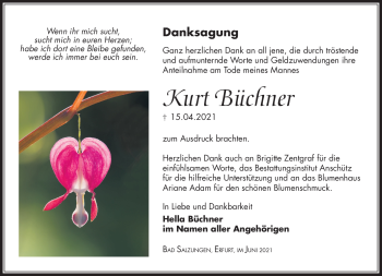 Traueranzeige von Kurt Büchner von Südthüringer Presse