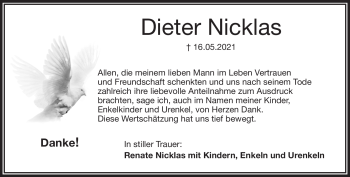 Traueranzeige von Dieter Nicklas von Frankenpost
