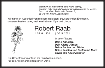 Traueranzeige von Robert Raab von Frankenpost