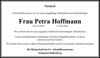 Traueranzeige von Petra Hoffmann von Südthüringer Presse