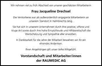 Traueranzeige von Jacqueline Drechsel von Frankenpost