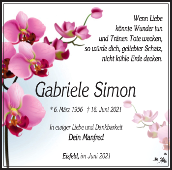 Traueranzeige von Gabriele Simon von Südthüringer Presse