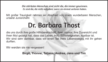 Traueranzeige von Barbara Thost von Neue Presse Coburg