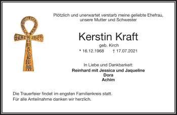 Traueranzeige von Kerstin Kraft von Frankenpost