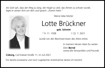 Traueranzeige von Lotte Brückner von Neue Presse Coburg
