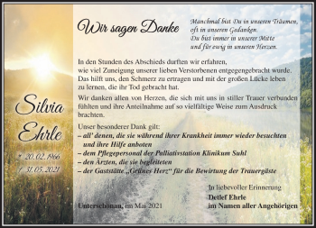 Traueranzeige von Silvi Ehrle von Südthüringer Presse