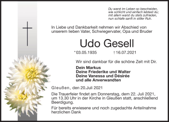 Traueranzeige von Udo Gesell von Neue Presse Coburg