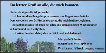 Traueranzeige von Waltraud Stock von Frankenpost