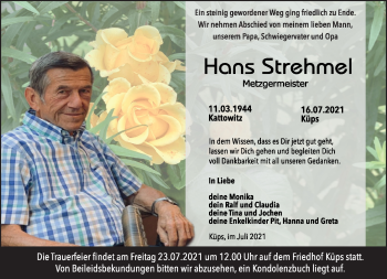 Traueranzeige von Hans Strehmel von Neue Presse Coburg