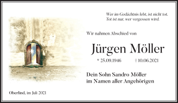 Traueranzeige von Jürgen Möller von Südthüringer Presse