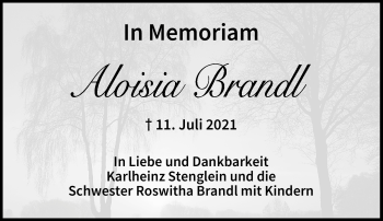 Traueranzeige von Aloisia Brandl von Frankenpost