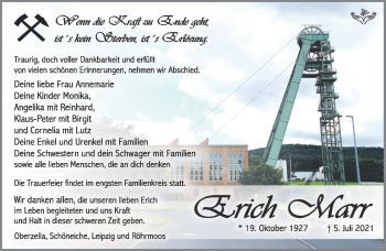 Traueranzeige von Erich Marr von Südthüringer Presse