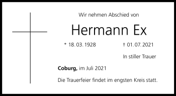 Traueranzeige von Hermann Ex von Neue Presse Coburg