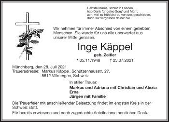 Traueranzeige von Inge Käppel von Frankenpost