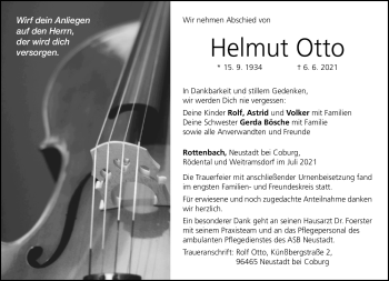 Traueranzeige von Helmut Otto von Neue Presse Coburg