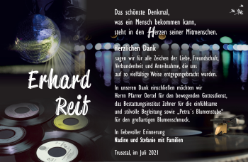 Traueranzeige von Erhard Reif von Südthüringer Presse