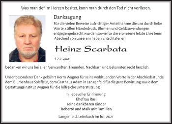Traueranzeige von Heinz Scarbata von Südthüringer Presse