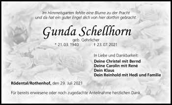 Traueranzeige von Gunda Schellhorn von Neue Presse Coburg