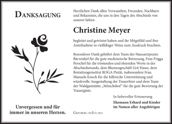 Traueranzeige von Christine Meyer von Südthüringer Presse