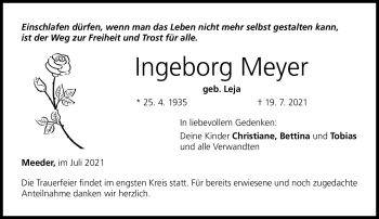 Traueranzeige von Ingeborg Meyer von Neue Presse Coburg