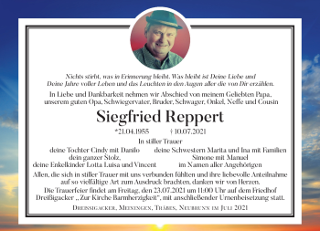 Traueranzeige von Siegfried Reppert von Südthüringer Presse