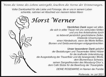 Traueranzeige von Horst Werner von Südthüringer Presse