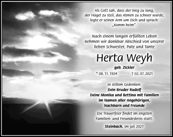 Traueranzeige von Herta Weyh von Südthüringer Presse