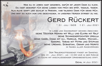 Traueranzeige von Gerd Rückert von Südthüringer Presse