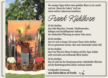 Traueranzeige von Frank Kühlhorn von Südthüringer Presse