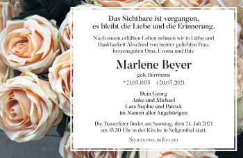 Traueranzeige von Marlene Meyer von Südthüringer Presse