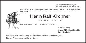 Traueranzeige von Ralf Kirchner von Frankenpost