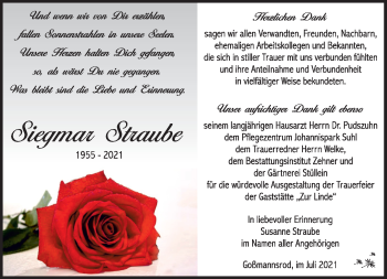 Traueranzeige von Siegmar Straube von Südthüringer Presse