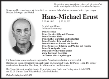 Traueranzeige von Hans-Michael Ernst von Südthüringer Presse
