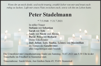 Traueranzeige von Peter Stadelmann von Frankenpost