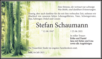 Traueranzeige von Stefan Schaumann von Südthüringer Presse