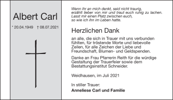Traueranzeige von Albert Carl von Neue Presse Coburg