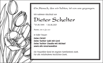 Traueranzeige von Dieter Schelter von Frankenpost