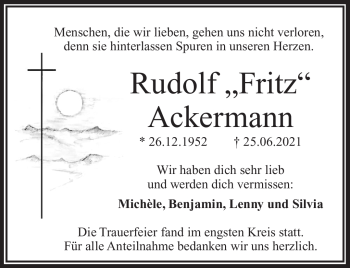 Traueranzeige von Rudolf Ackermann von Frankenpost