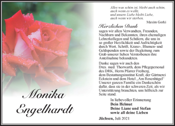 Traueranzeige von Monika Engelhardt von Südthüringer Presse
