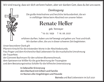 Traueranzeige von Renate Heller von Südthüringer Presse