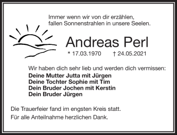 Traueranzeige von Andreas Perl von Frankenpost