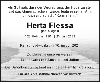 Traueranzeige von Herta Flessa von Frankenpost